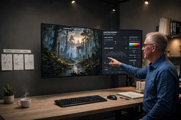 Game production environment representing DigiSnax entertainment and gaming platform strategy work